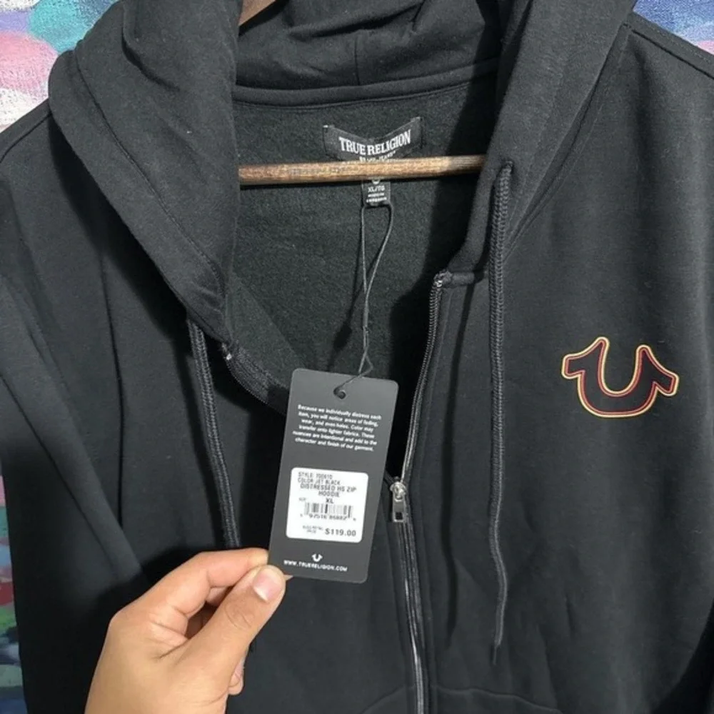 True religion puff print graphic hoodie‎ black Size XL